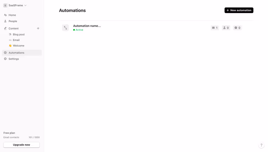 Audienceful Automations Table