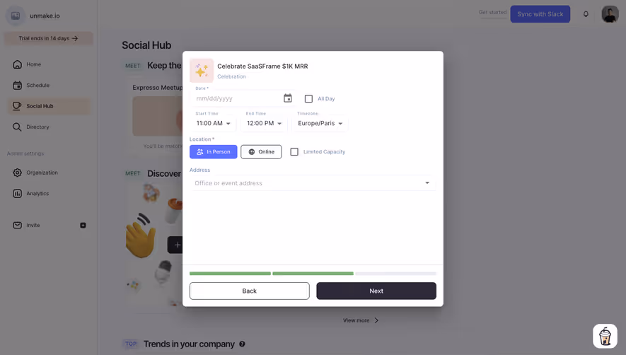 Café Create An Event