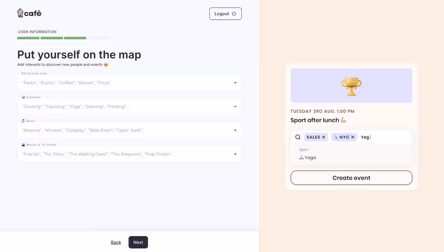 Café Interests Setup