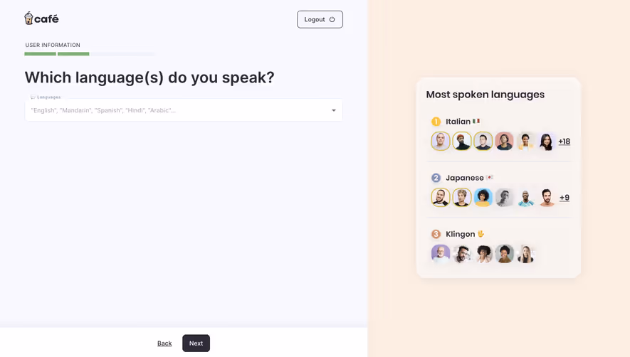 Café Language Setup