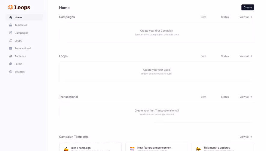Loops Empty Dashboard