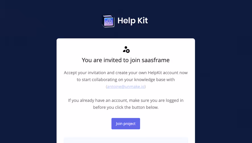 Help Kit Invitation Emails