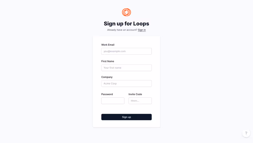 Loops Signup
