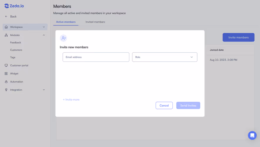 Zeda.io Invite Team Members