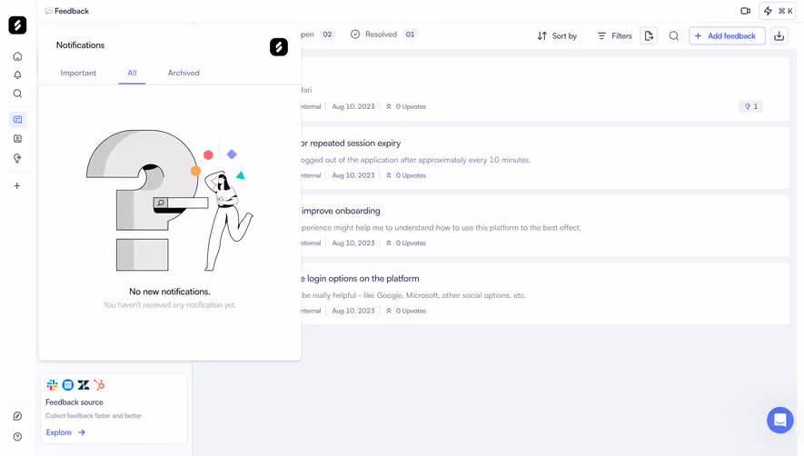 Zeda.io Empty Notifications Modal