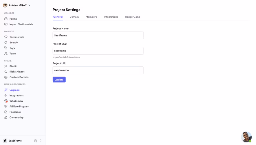 Senja General Settings
