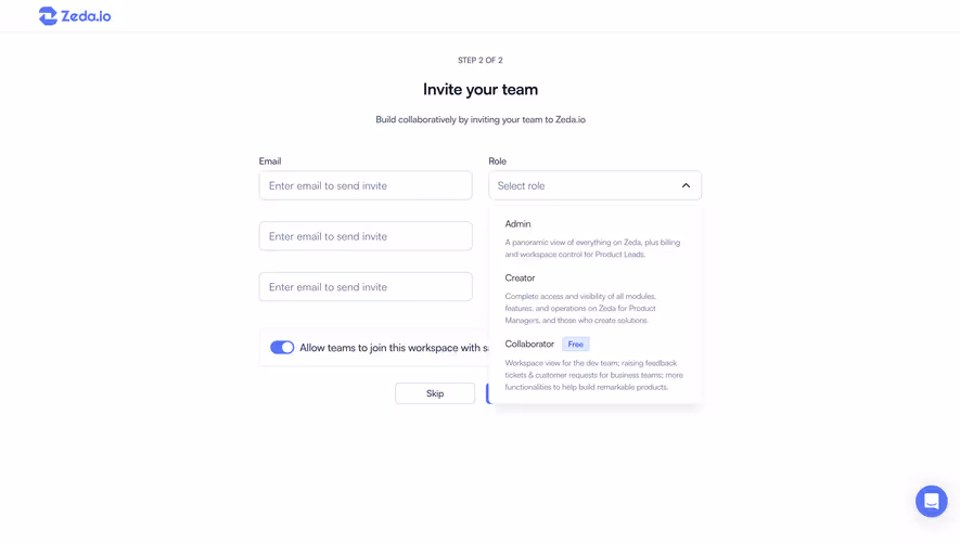Zeda.io Invite Team Members