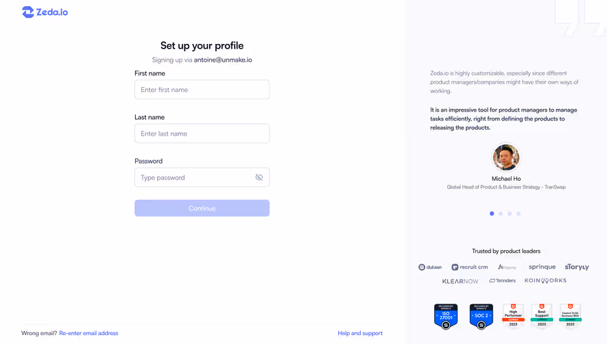 Zeda.io Account Setup