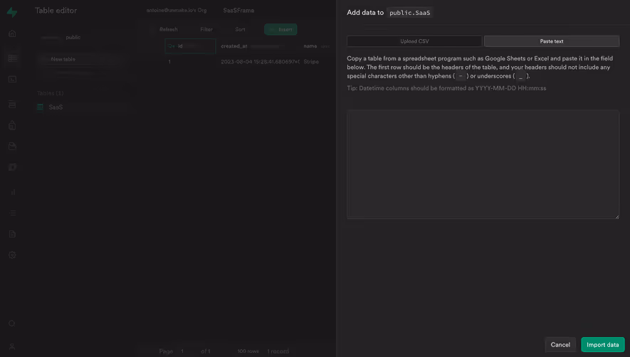 Supabase Copy Paste Import 