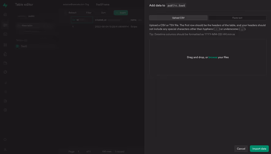 Supabase Import CSV File