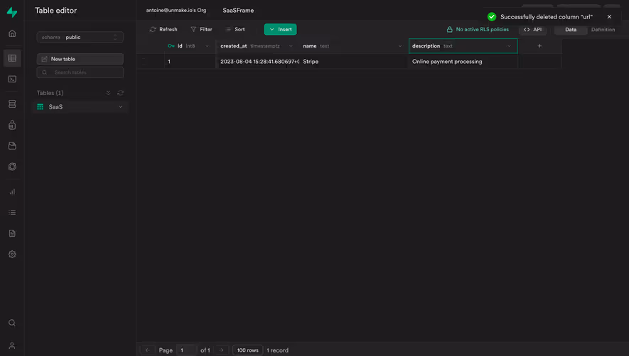Supabase Column Deleted