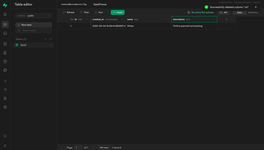 Supabase Column Deleted