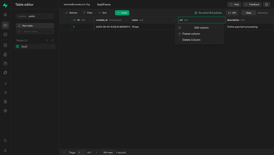 Supabase Delete Column