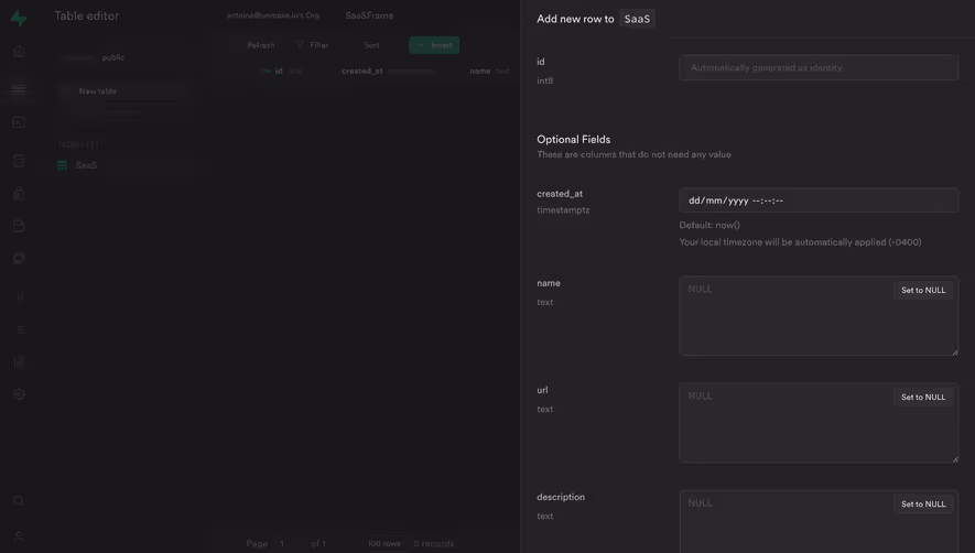 Supabase Add New Row