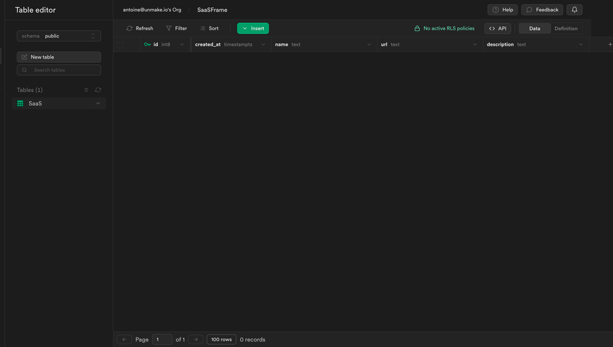 Supabase Empty Table