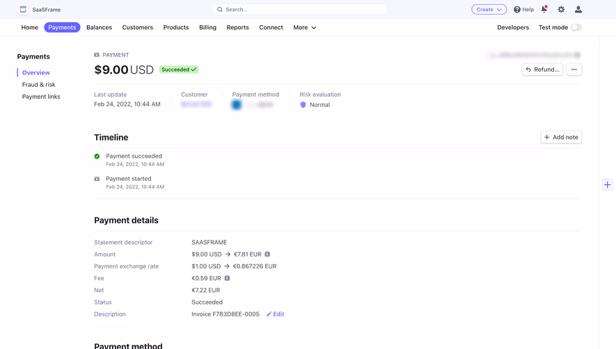 Stripe  Payment Dashboard