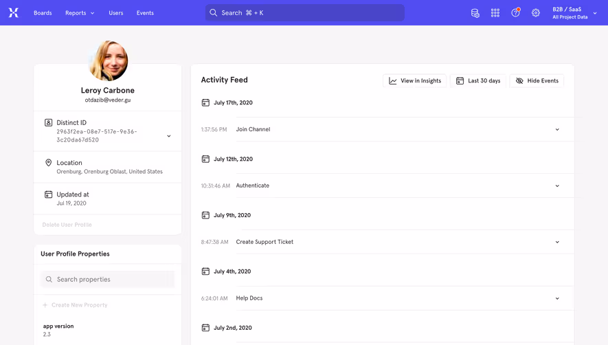 Mixpanel User Details