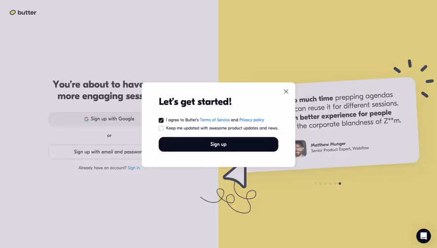 Butter Opt-in Modal
