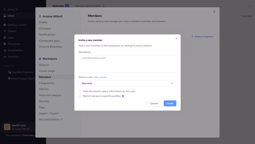 Crew Invite Team Members