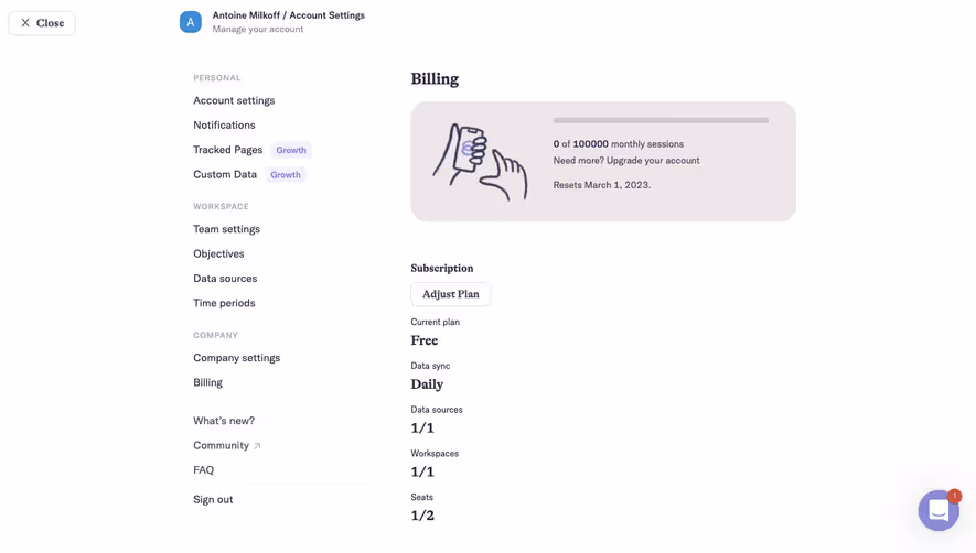 Narrative BI Billing Settings