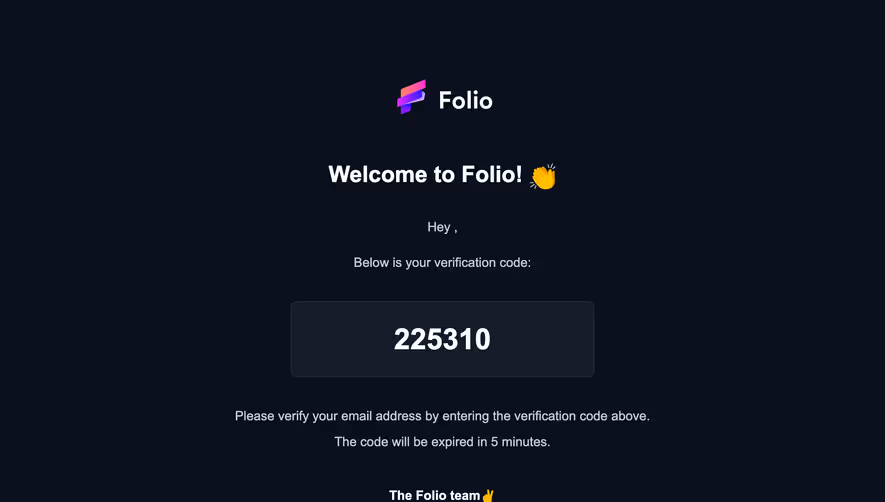 Folio Verification Email