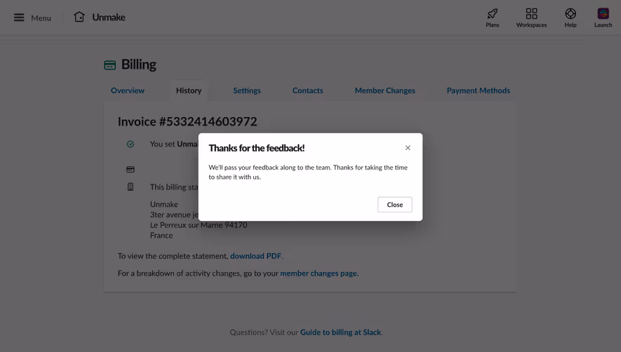 Slack Downgrade Feedback