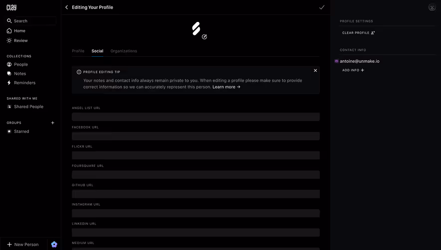 Clay Social Settings