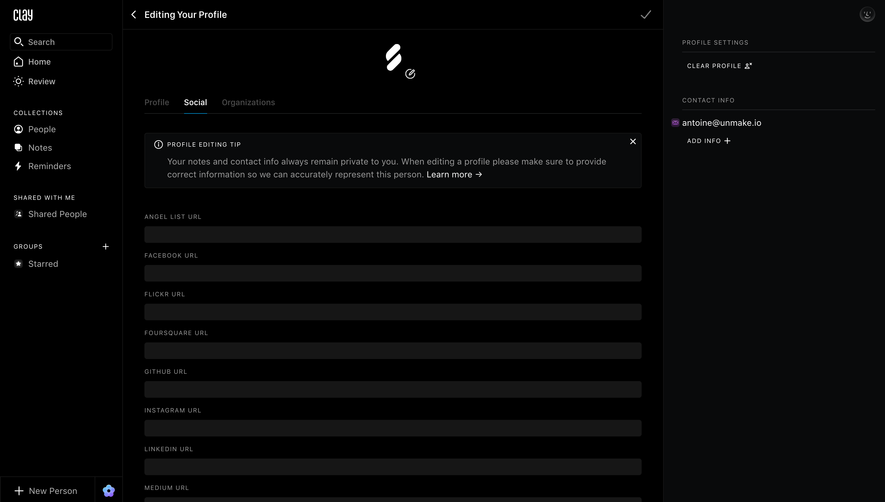 Clay Social Settings