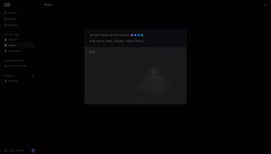 Clay Create New Note