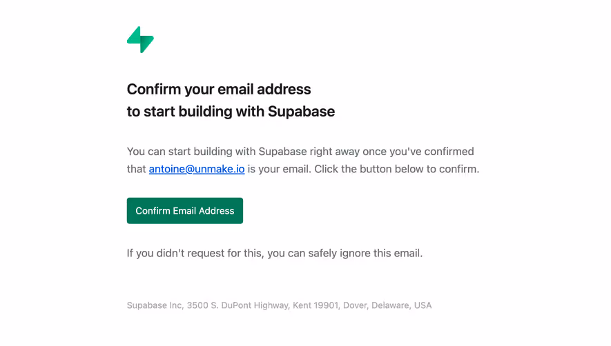 Supabase Verification Email