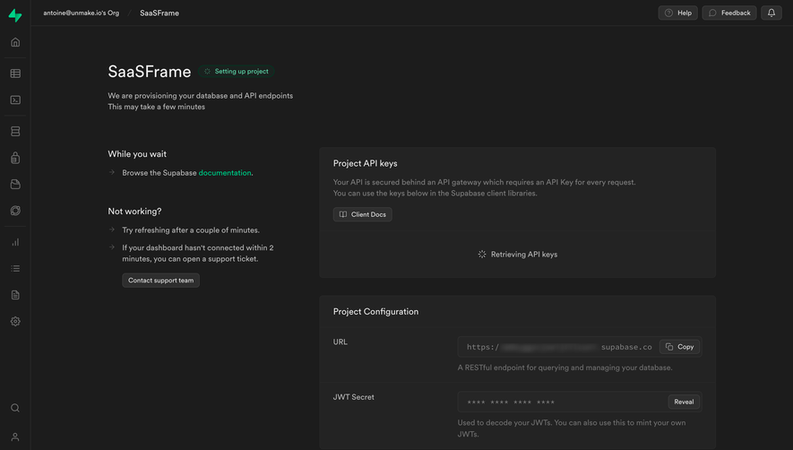 Supabase Setting Up New Project