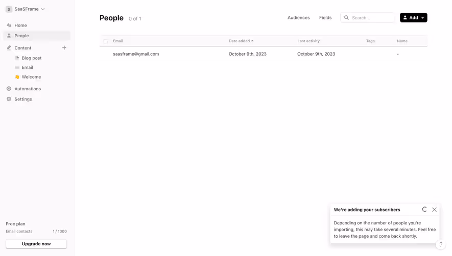 Audienceful People Table