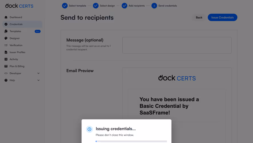Dock Issuing Credentials Loader