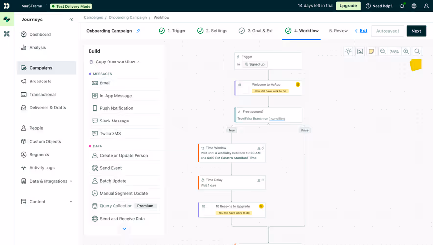 Customer.io Campaign Workflow