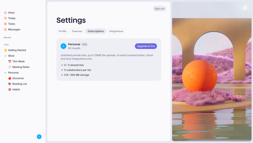 Superlist Subscriptions Settings
