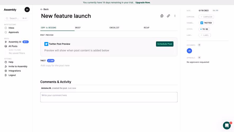 Assembly Post Details