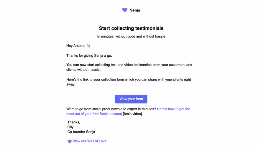 Senja Onboarding Email Flow