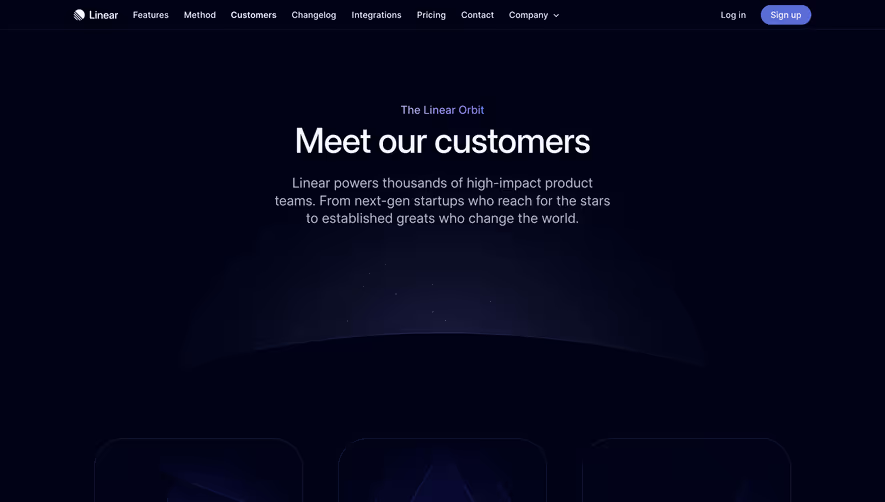 Linear Customers Page