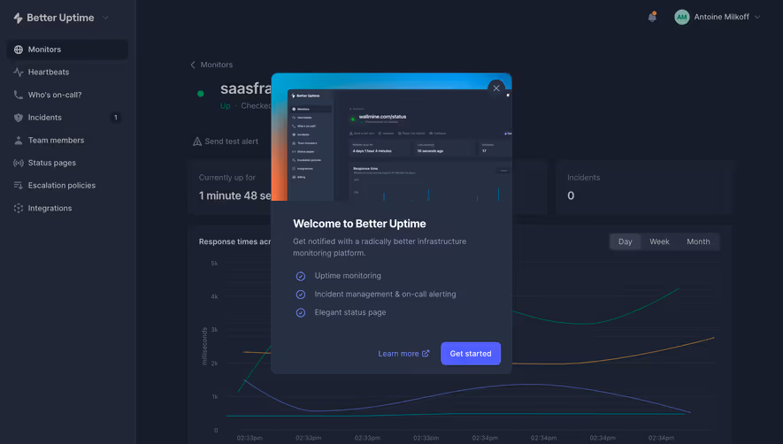 Better Stack etter Uptime User Onboarding