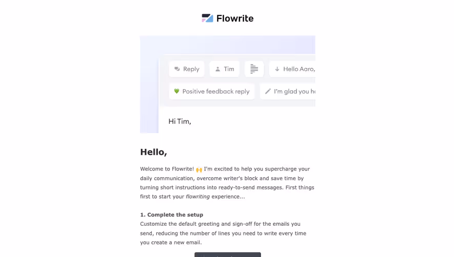 Flowrite Welcome Email