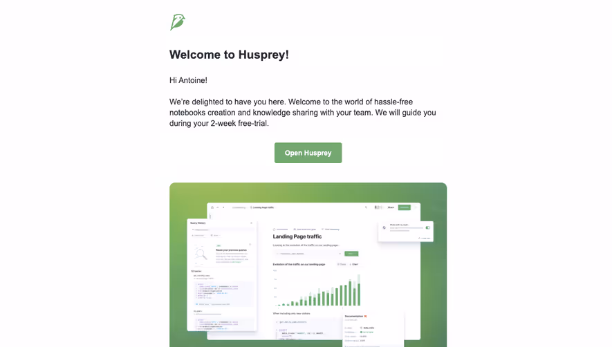 Huspray Welcome Email