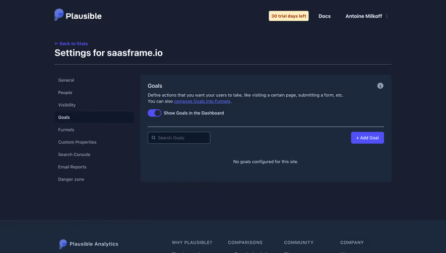 Plausible Analytics Add A Goal