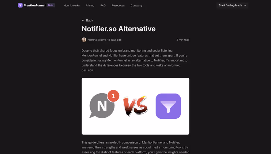 MentionFunnel Comparison Page