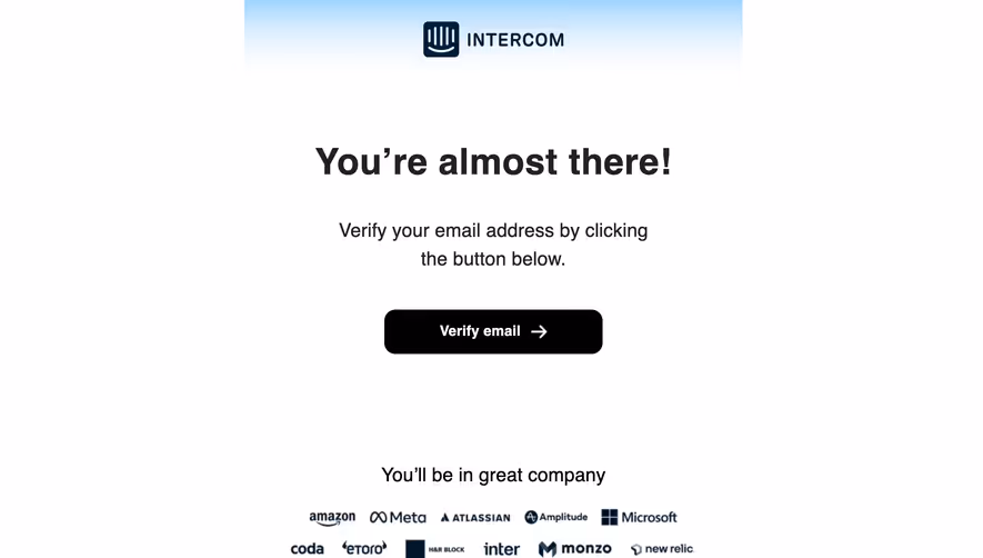 Intercom Verification Email