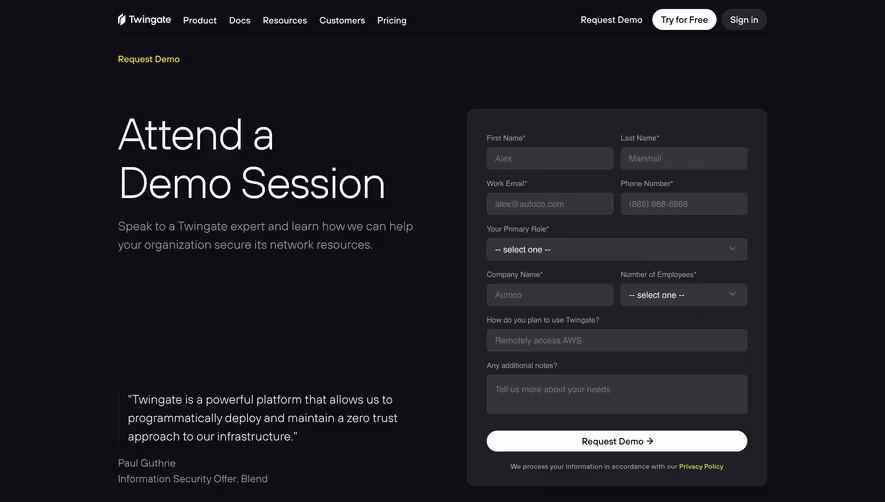 Twingate Demo Request