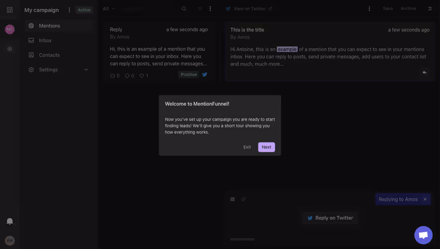 MentionFunnel Product Tour