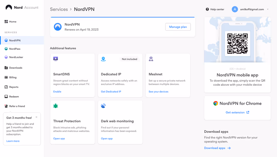 Nord VPN Dashboard