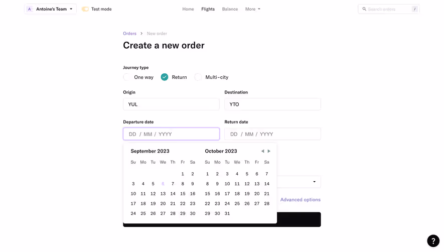 Duffel Create An Order
