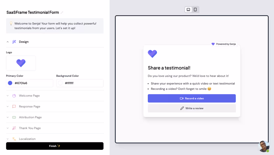 Senja User Onboarding