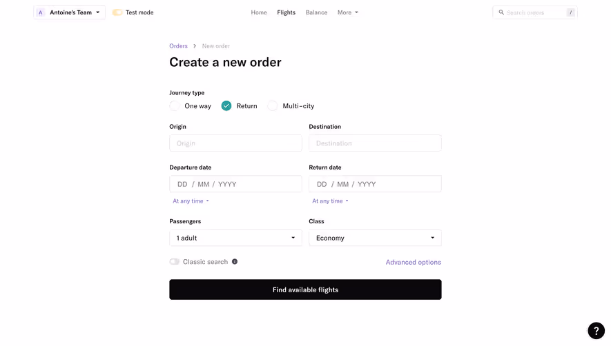 Duffel Create An Order